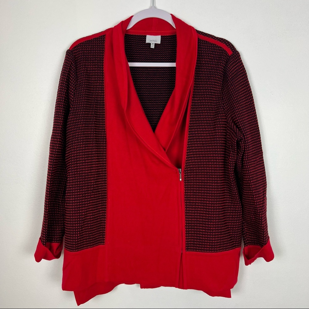 Ming Moto Zip Jacket Red Black Size Medium